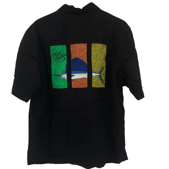 NATIVE OUTFITTERS Camp Shirt Size M New $99 Black Sailfish Boating Water Fishing - Picture 5 of 9